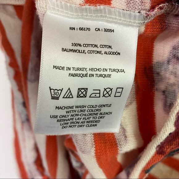 Anthropologie Postmark Red White Striped Floral Tie Front Top Size Small - Picture 7 of 7